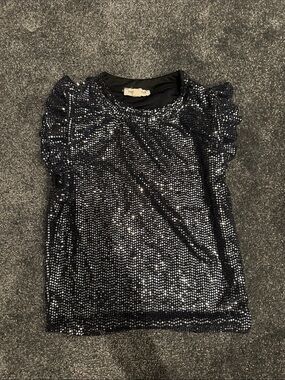 Moa Moa Black Sequin Crew Neck Top